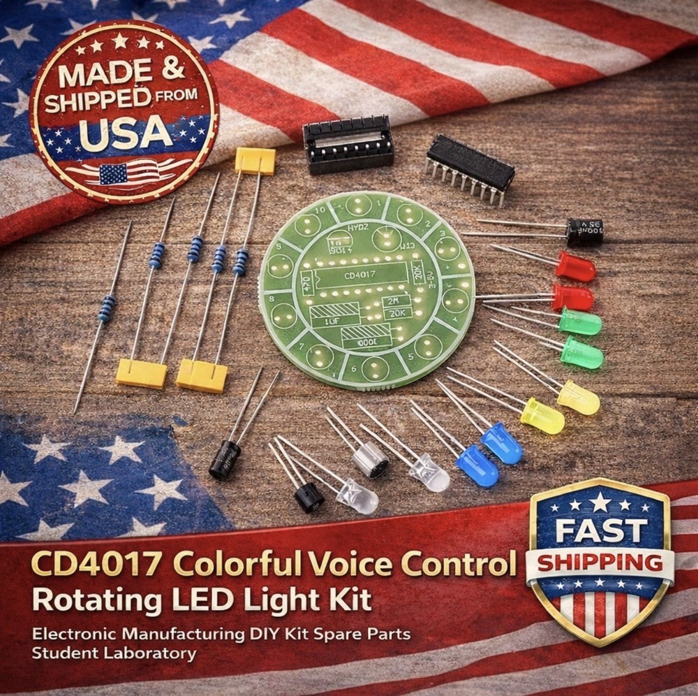 CD4017 colorful voice control rotating LED light kit electronic diy kit