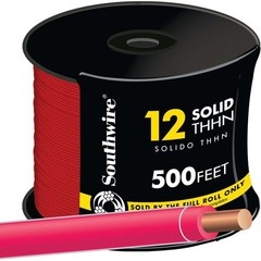 Southwire 11589958 12 Solid Building Wire, Red, 500 Ft.