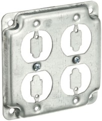 Steel City RS-8, 4″ Box, 1/2″ Raised, Two-Gang, 2 Duplex, Outlet Box Cover, 1 pc