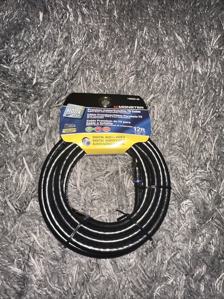 New Monster 140030-00 RG6 Video Coaxial Cable, 12′, Black