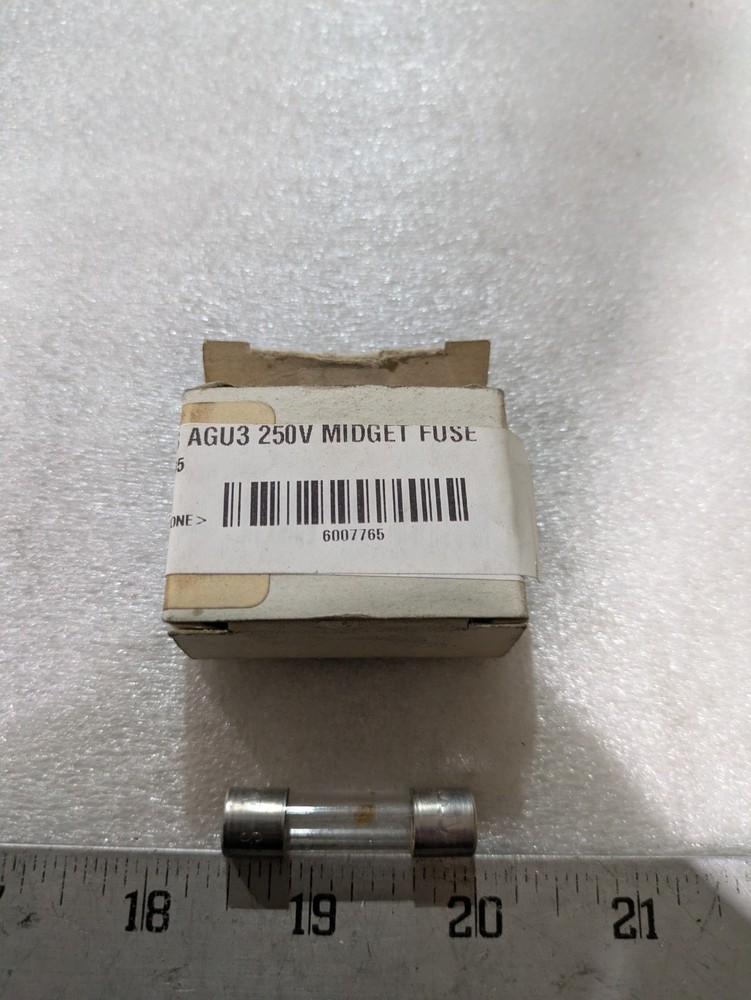 Bussmann AGU3 Fast Acting Fuse 250V 3A Glass Tube Automotive Box of 10