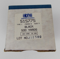 ALPHA WIRE 515775 Nylon Waxed Lacing Tape – Black – Size 5 (.050″) 500 Yards-NOS