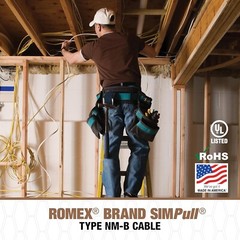 Romex Brand Simpull Solid Indoor 12/2 W/G NMB Cable 50ft coil – SW# 28828222