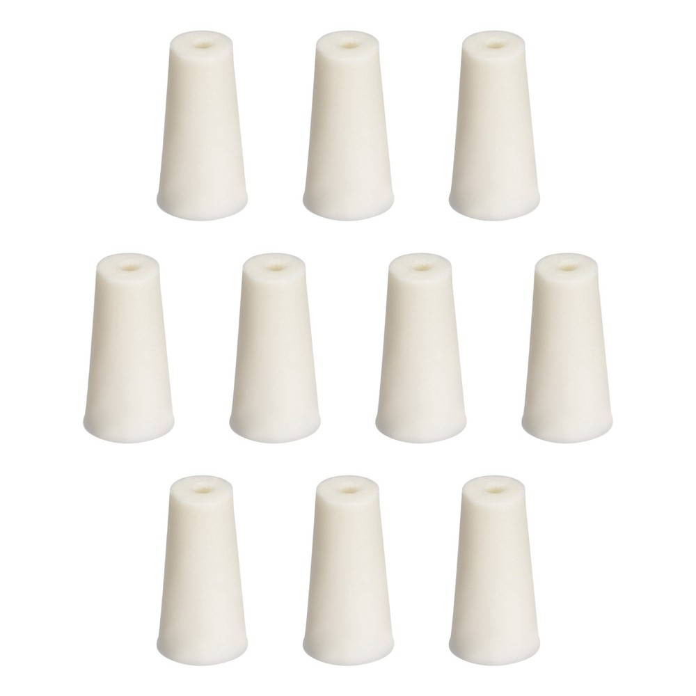 Solid Lab Rubber Stoppers Drilled Silicone Plugs 8-12mm /Beige/ 10Pcs