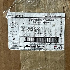 BLACKBURN Copper Ground Plate 10″ Dia #14 Sol. to 4 Str. AWG, Lot of 50*