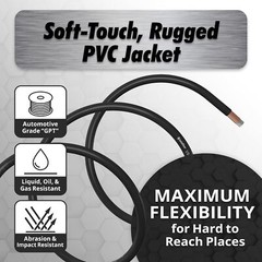 InstallGear 1/0 Gauge Wire (25ft) Copper Clad Aluminum CAA – Primary Black