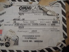 Omni Cable M510ST-02 10 AWG 1 Conductor #10/1C (19STR) THHN/ THWN-2 WHI 2400′