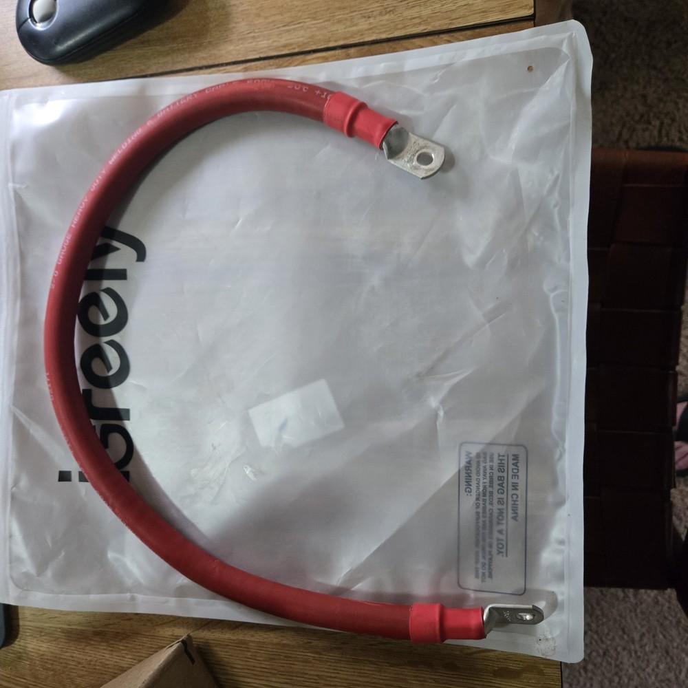 2/0 AWG Heavy Duty Welding & Battery Cable 24″ Red 600V Lugged Both Ends New