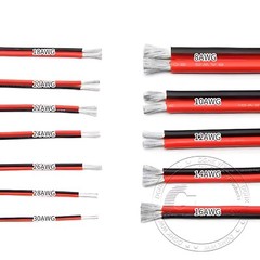 2-Core Twin Flexible Silicone Cable 10/12/14/16/18/20/24/26/30 AWG Wire 200°C