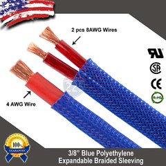5 FT 3/8″ Blue Expandable Wire Cable Sleeving Sheathing Braided Loom Tubing US