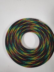 25 FT 1/2″ BLACK WITH RED YELLOW GREEN STRIPE PET EXPANDO SLEEVING BRAID