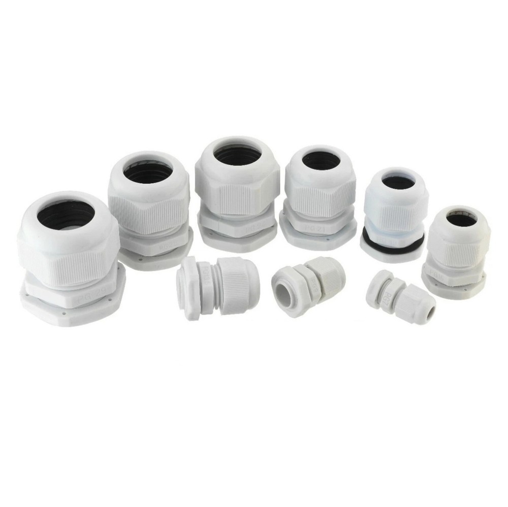 IP68 WHITE BLACK NYLON CABLE GLAND NUT SPIRAL TAIL PG7/9/11/13.5/16/19/21/24-63