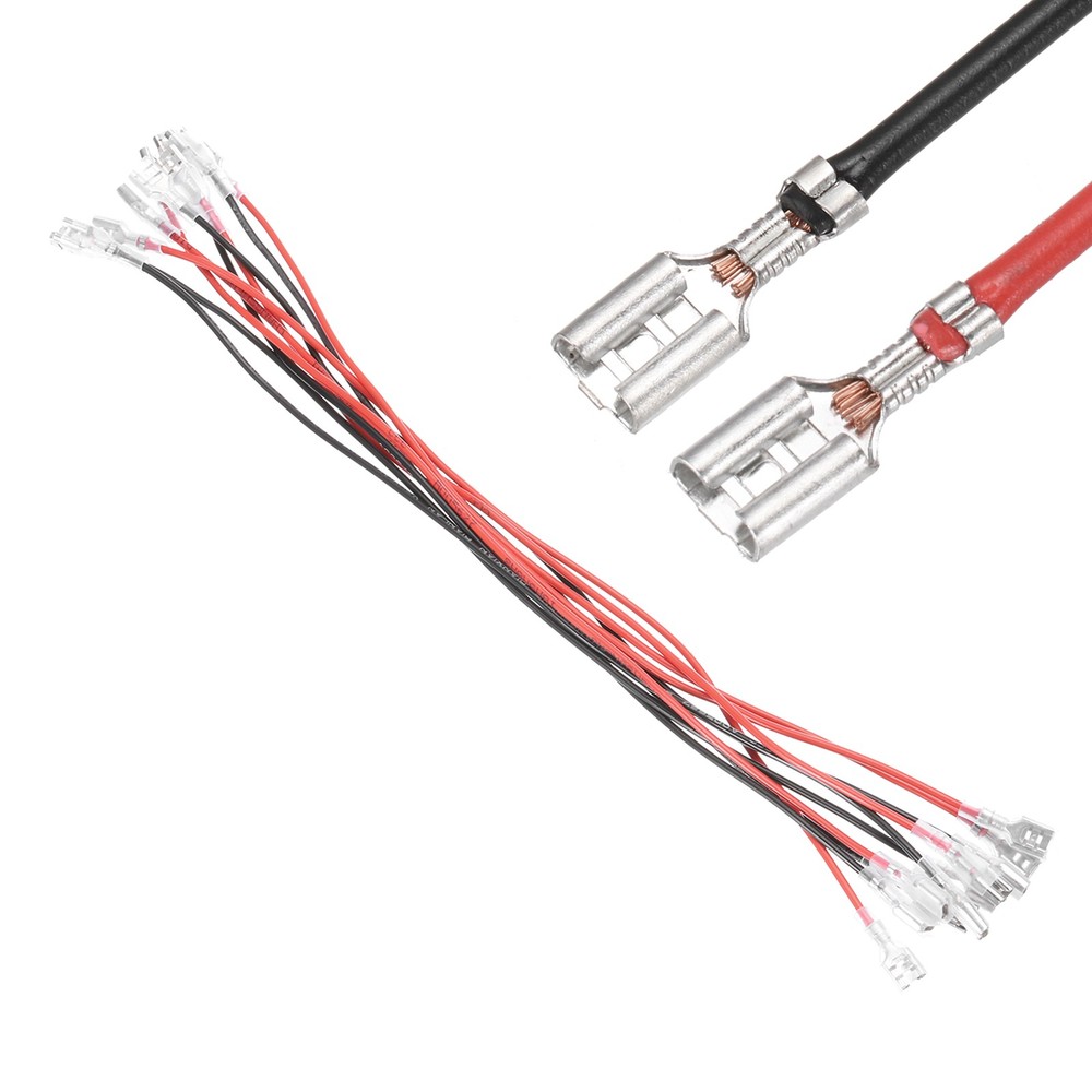 10Pcs Female Spade Crimp Terminal 6.30mm 30cm Wires