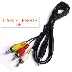 5FT Audio Video AV 3.5mm Aux to 3 RCA Composite Cable for Camera Camcorder to TV