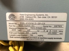 Yield Engineering Systems YES YES-450PB12-2P-CP Oven, 900-5260-01, 190797