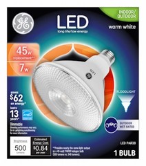 LED Floodlight Bulb, Bright White, Clear, Par38, 500 Lumens, 7 Watt – 38460