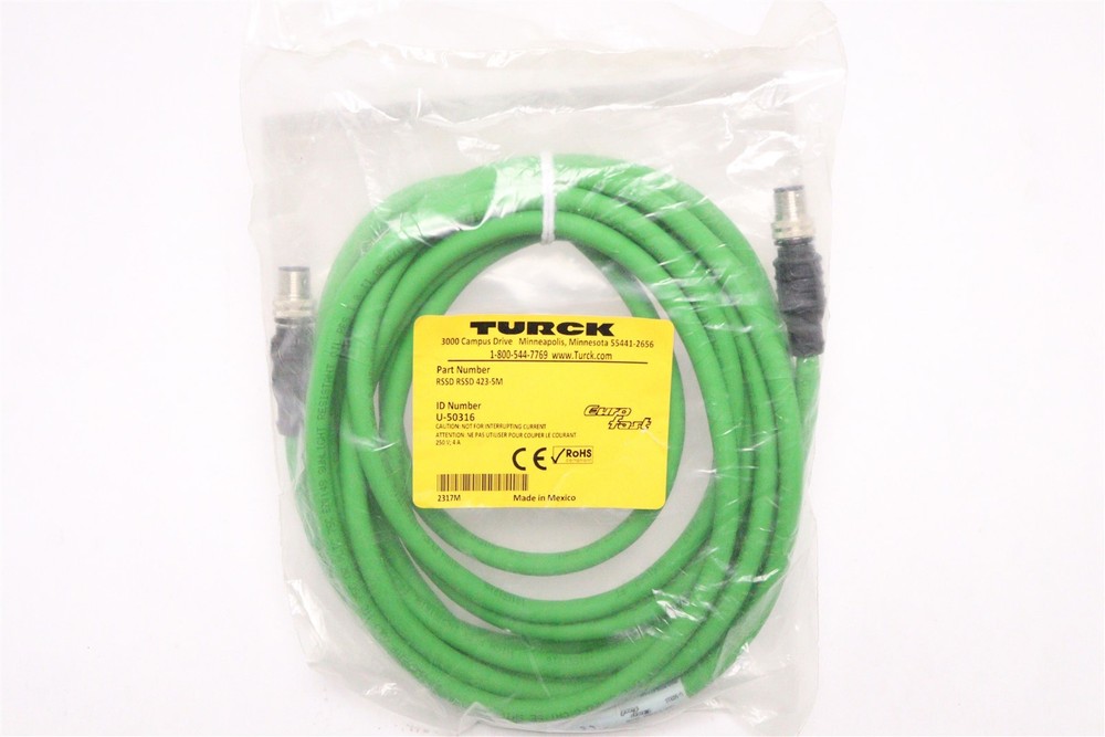 TURCK EUROFAST CORDSET 5M M12 MALE-MALE RSSD RSSD 423-5M