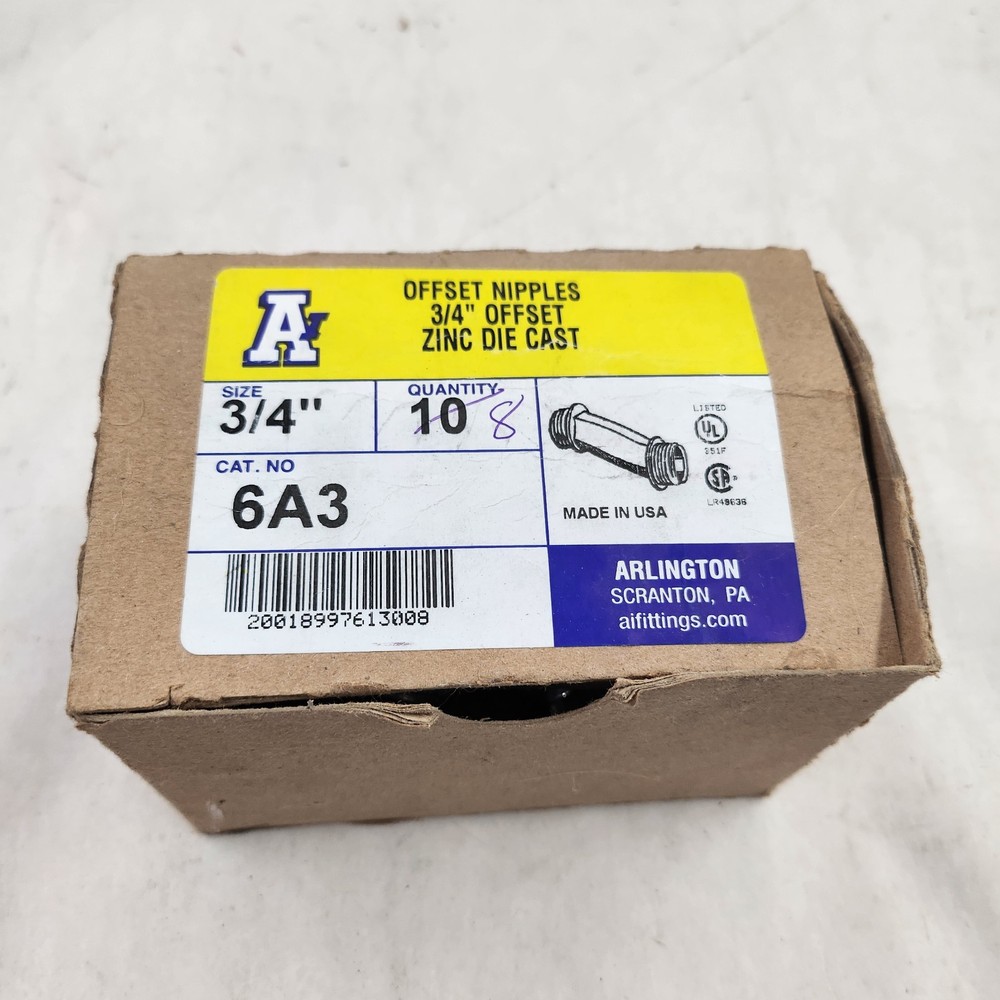 ARLINGTON 6A3 OFFSET NIPPLES 3/4″ INCH ZINC DIE CAST Box of 8
