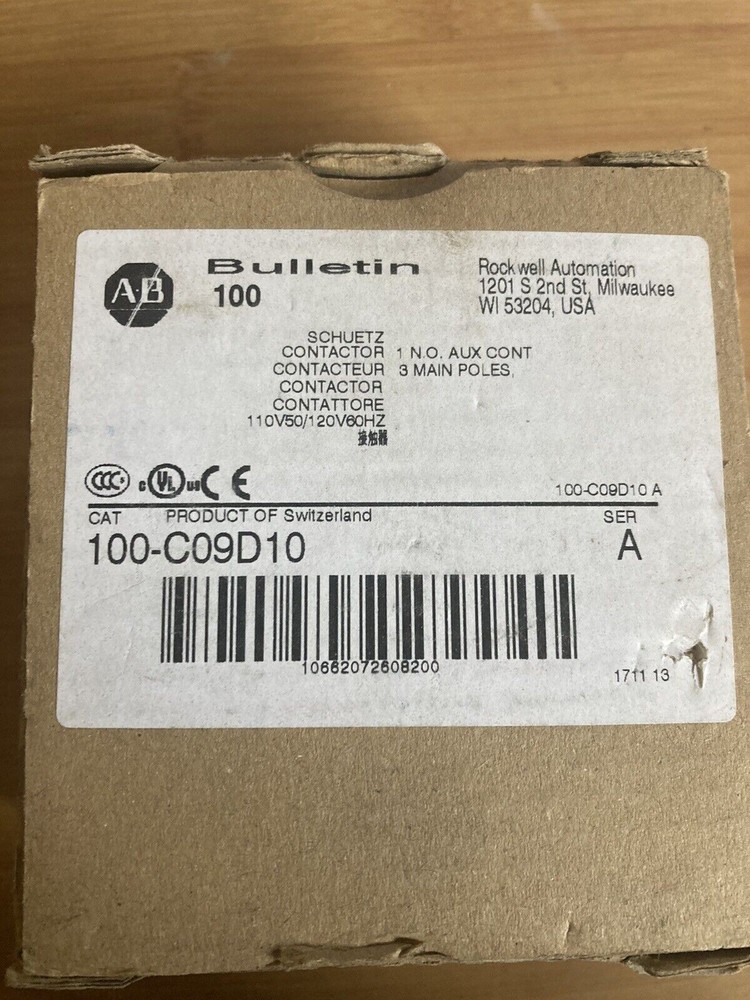 ALLEN-BRADLEY 100-C09D10 IEC CONTACTOR 9 AMP 120VAC NEW IN BOX