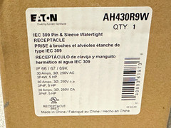 NEW Eaton Arrow Hart AH430R9W pin and sleeve receptacle 30A 3Ph 250VAC 3P4W 5HP