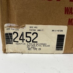 1000′ West Penn Wire 2452 – 22 AWG 2 Pair Stranded AL/Foil Shielded PVC Jacket