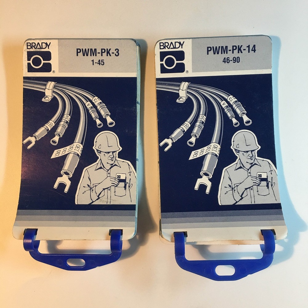 2 NOS Brady Electrical Wire Label Numbers PWM-PK-3 1-45 & PWM-PK-14 46-90