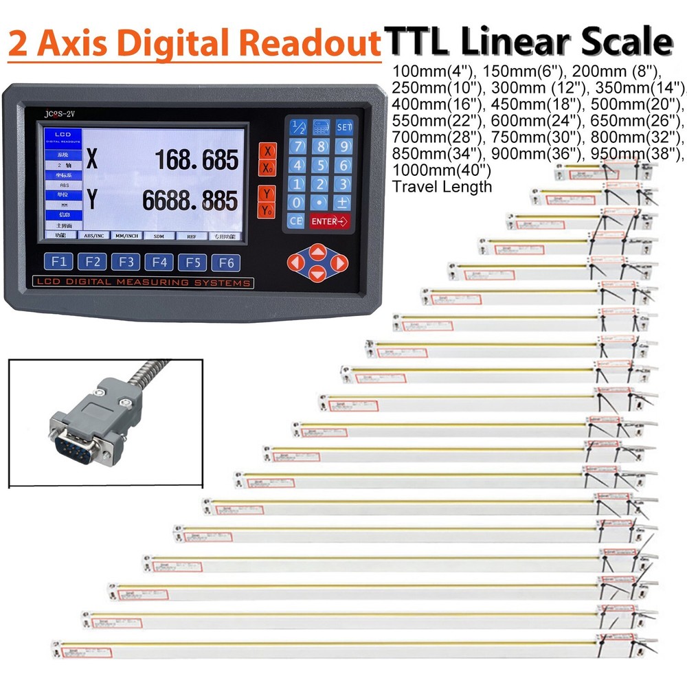LCD Digital Readout with Precision Linear Scale for Milling Lathe Machine 2 Axis