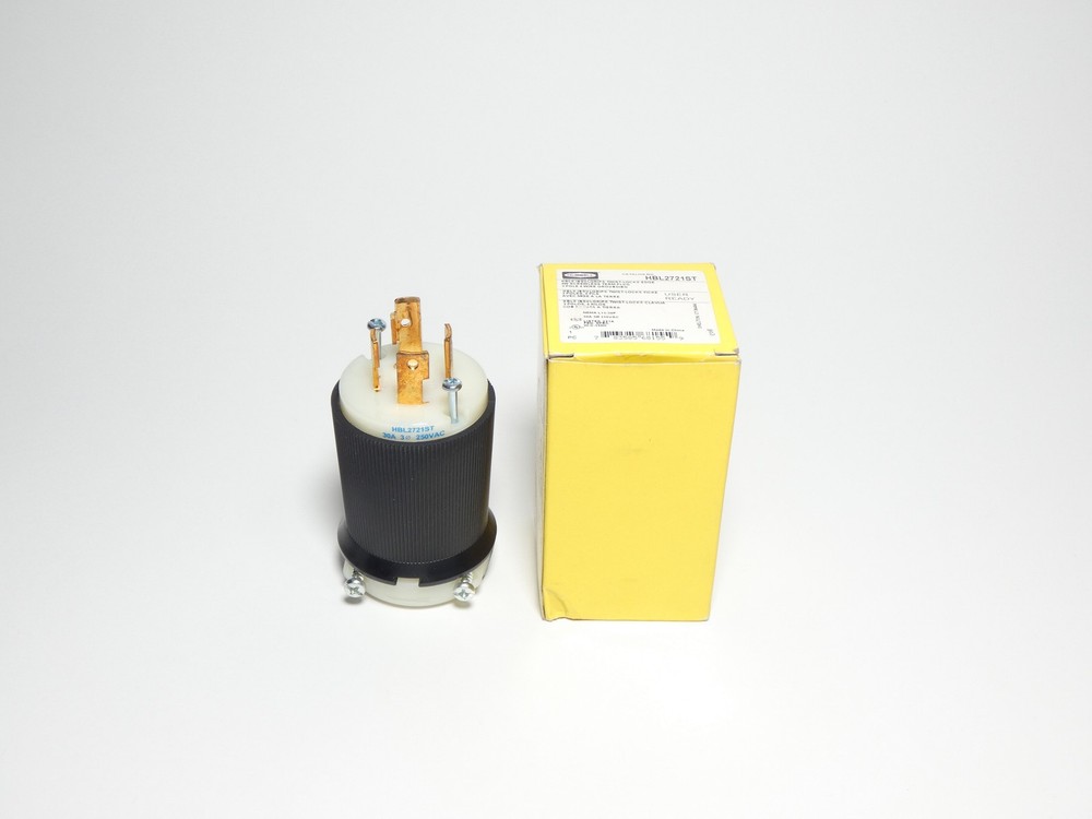 Hubbell HBL2721ST Twist-Lock Plug 30A 250VAC 3Ph 3P Insulgrip – NEW Surplus!