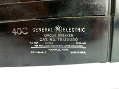 GE General Electric TE132050 Type TE Circuit Breaker 3 Pole 50 Amp 240V 240 V