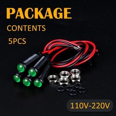 5Pcs 6mm LED Indicator Light Plastic Black Signal Dot Lamp 110 220VAC 1/4