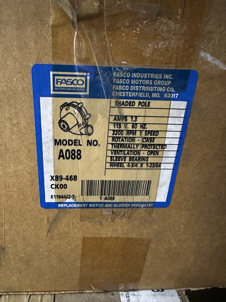 Draft Inducer Blower Fasco 7021-7396 Model A088