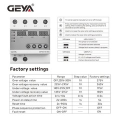 GEYA phase selector switch with overcurrent, overvoltage and undervoltage protection 80A 220V