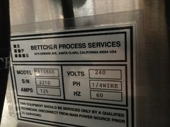 Bettcher FA108SS Wet Bench, 240V, 125A, 60Hz, 1/4WIRE PH, 115648