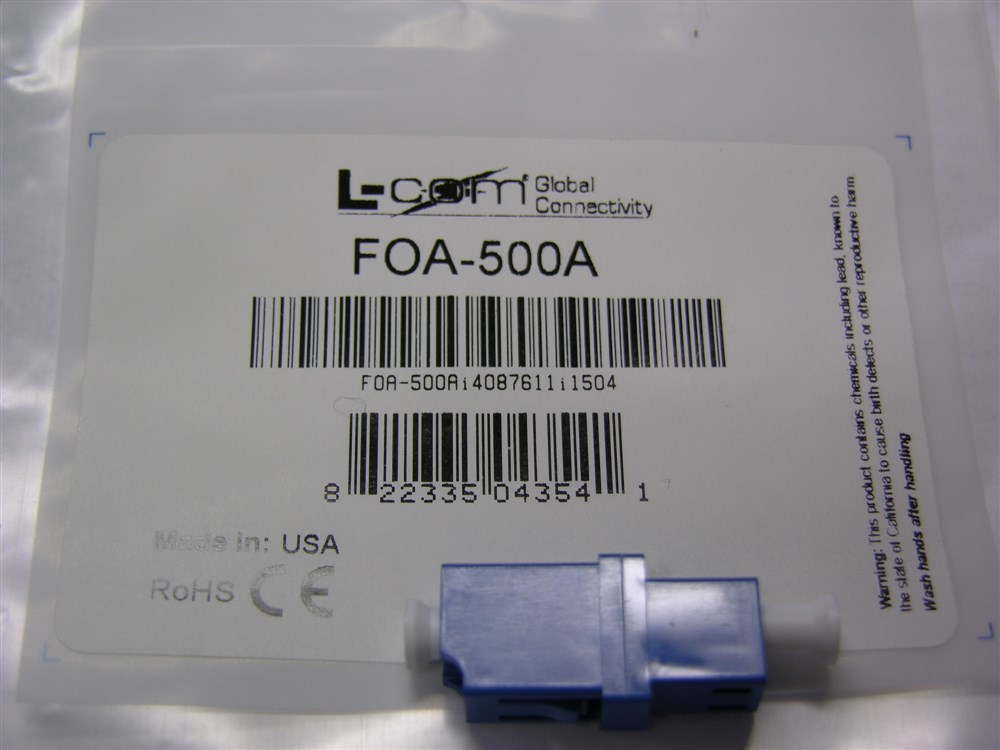 1 L-com FOA-500A Fiber Coupler LC/LC Simplex Ceramic Sleeve LowProfile No Flange
