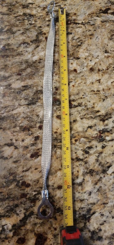12″ x 1/2″ Braided Flat Tinned Ground Straps 1/2 inch Ring to 1/2 inch Ring