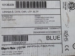 Leviton Berk-Tek 10136339 24/4P LANmark 6 Cat6 UTP Network Cable CMR Blue /100ft