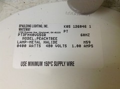 Spaulding PT3FH40VG5GR Peachtree 400 Watt 480 Volt Metal Halide New (TSC)