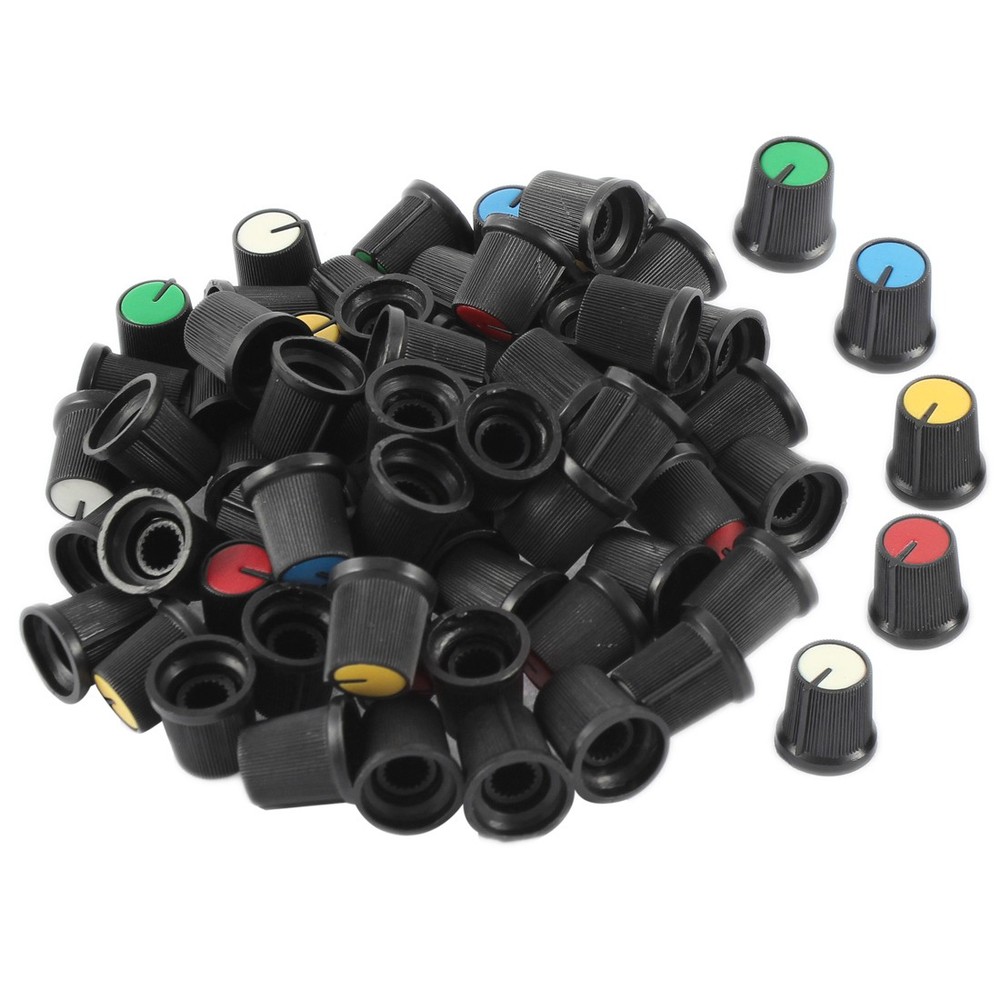 75Pack Volume Control Rotary Knobs for 6mm Dia Knurled Shaft Potentiometer