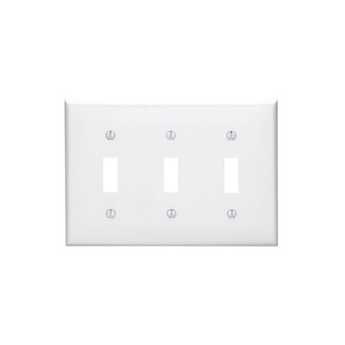 Leviton 80711-W, White, (3) Toggle Switch, 3-Gang, Standard, Wallplate, 1 pc