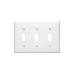 Leviton 80711-W, White, (3) Toggle Switch, 3-Gang, Standard, Wallplate, 1 pc