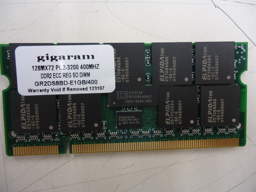 GR2DS8BD-E1GB/400 Gigaram Mem Mod, 128Mx72, PC2-3200 400MHz DDR2 ECC Brand New!