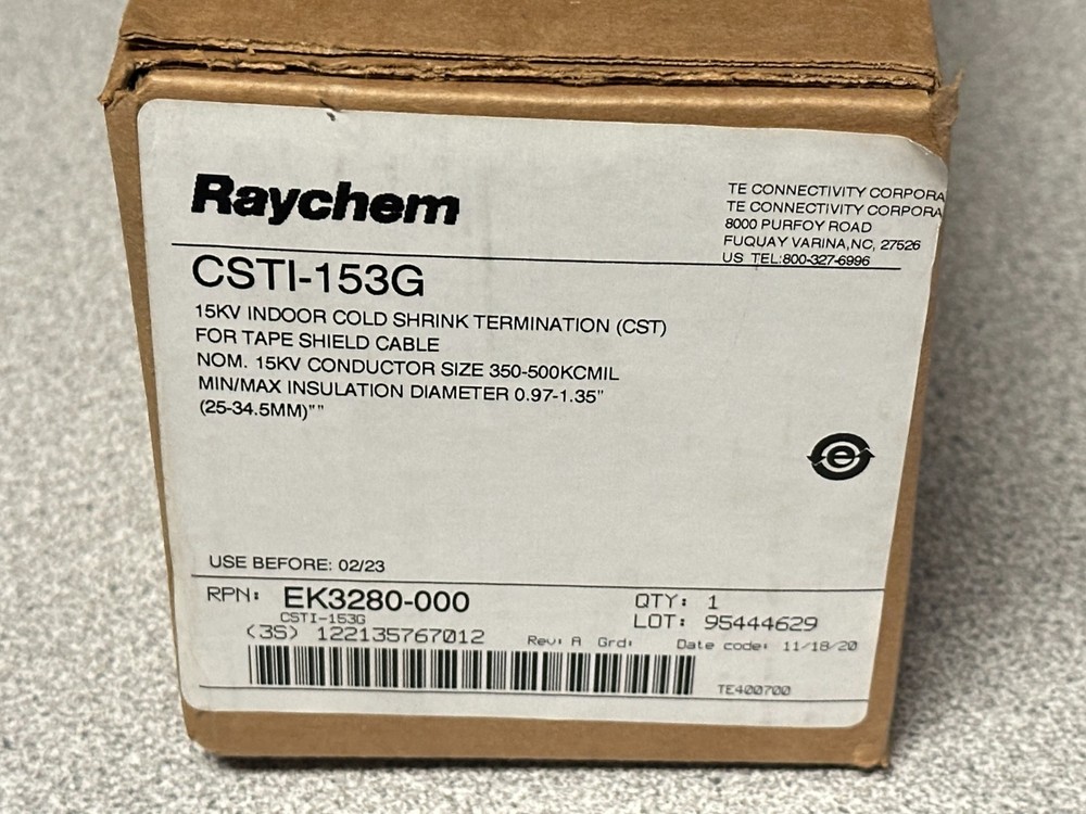 NEW Raychem CSTI-153G 15KV Indoor Cold Shrink Termination 350-500 KCMIL 25-34MM
