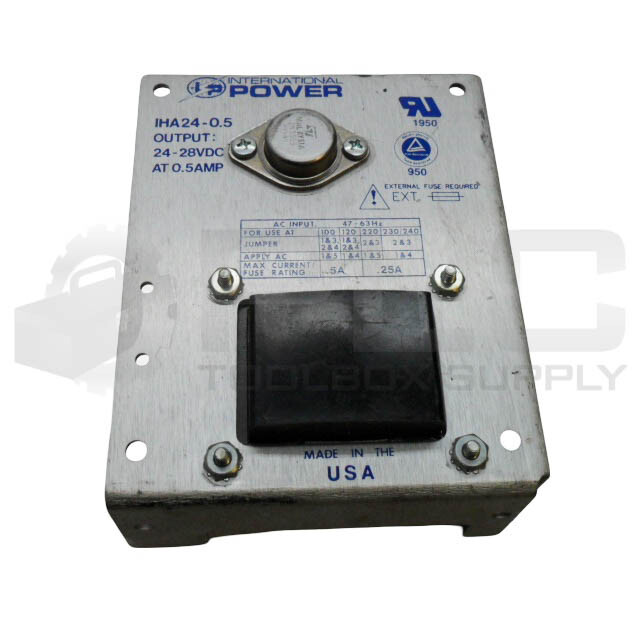 INTERNATIONAL POWER IHA24-0.5 DC POWER SUPPLY 24-28VDC 0.5A 47-63HZ