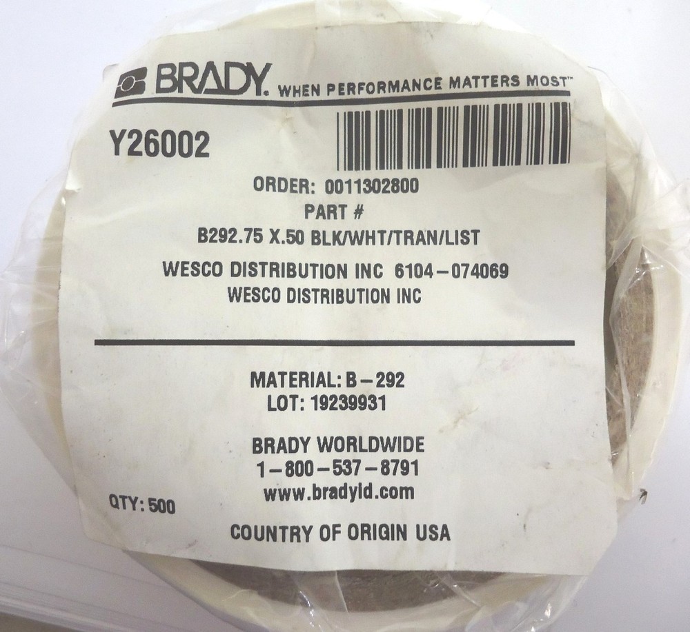 Brady Vinyl Self-Laminating Solid Numbers Wire Markers #5 (Lot of 1500, 3 Rolls