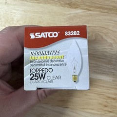 Satco S3282 120V Clear E12 Base Torpedo Incandescent Light Bulb 25W / 12 PC LOT
