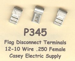 25 Non Insulated Female FLAG QD Terminal Connector #12-10 Wire Gauge .250 Tab