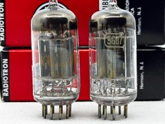 (2)RCA 5687 Vacuum Tubes Bronze Plates O Getters Copper Rods Tests NOS Amplitrex