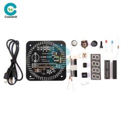 DIY DS1302 DC5V Rotating LED Electronic Digital Clock Learning Board With Shell