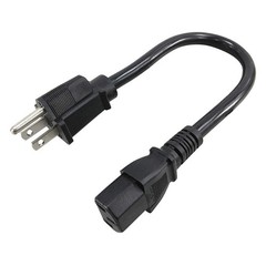 GRAINGER APPROVED 5XFN2ID Power Cord,5-15P,SJT,1 ft.,Blk,13A,16/3 5XFN2