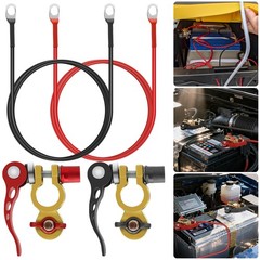 2 PCS Heavy-Duty 10AWG Car Battery Cable Kit 3/8″ Ring Lugs for RV Marine Solar